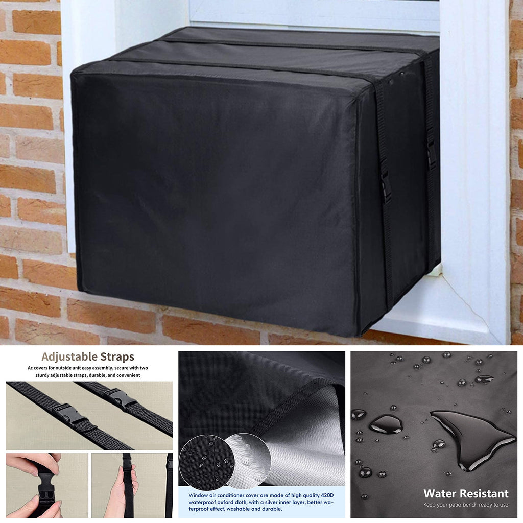 Cheers.US Window Air Conditioner Cover Outdoor, Outside Window AC Unit Cover Black Dust-Proof Waterproof AC Cover Outdoor Window AC Protection Cover 16.93" x 13.39" x 12.6" Black