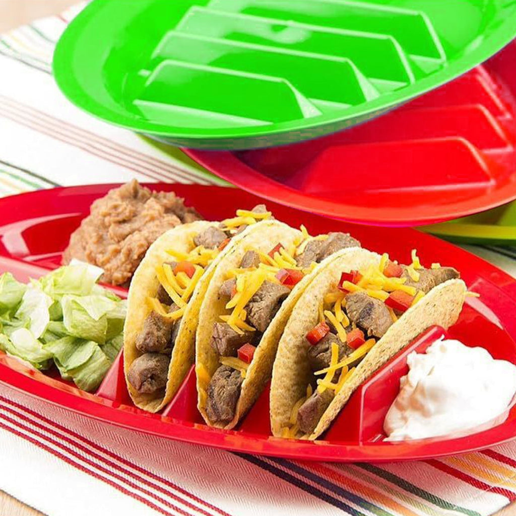 Ludlz Tacos Holder Plate Durable Easy to Clean Mexican Pancakes Corn Hot Dogs Cakes Toasts Food Tray for Home Yellow
