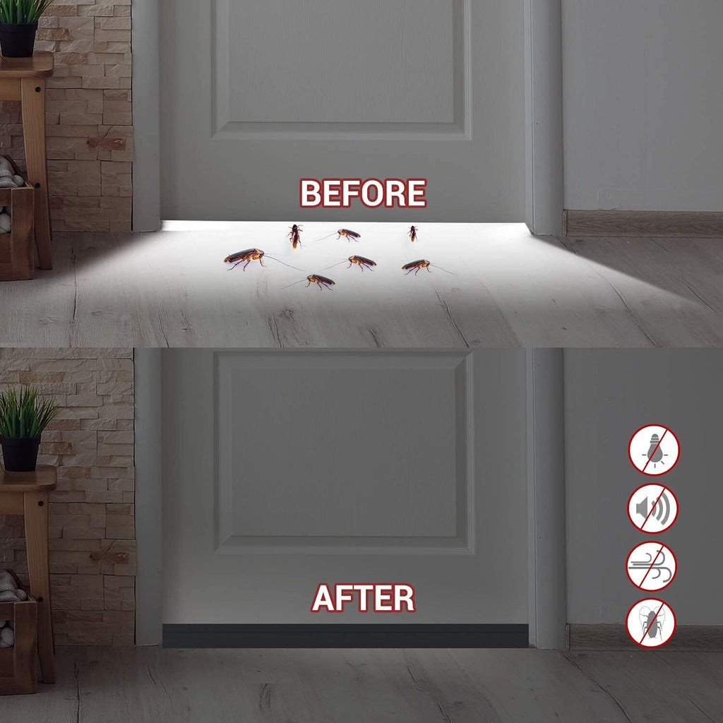 Door Draft Stopper, 37 Inch Under Door Sweep Bottom Blocker with Rubber Seal Strip, Under Door Seal for Exterior/Interior, Soundproof Weather Stripping Door Seal(White) 2PC Brown