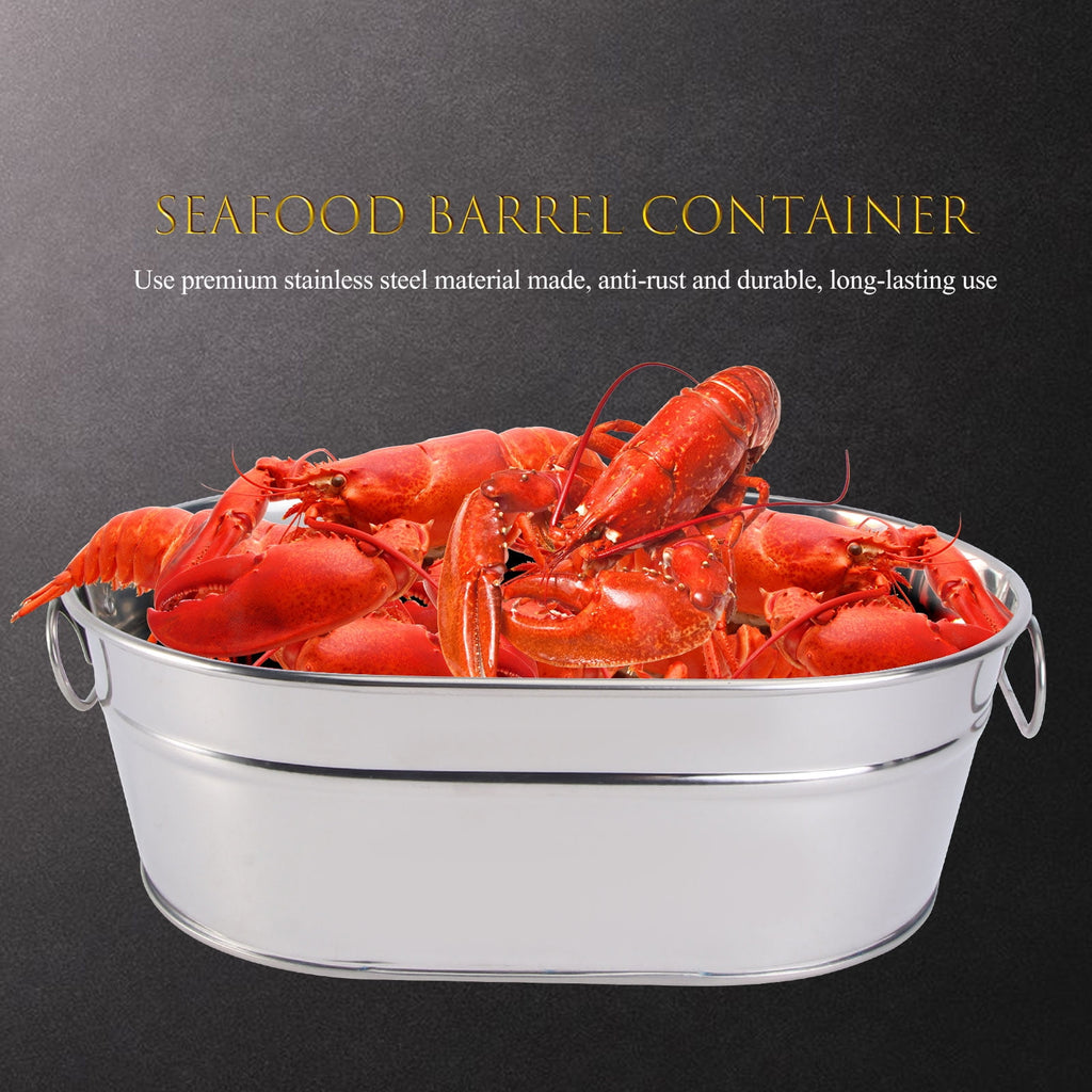 HOOWIFFY Large Capacity Stainless Steel Seafood Bucket for Serving Seafood in Restaurants and Home Tableware 1 Piece
