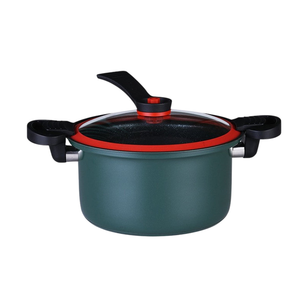 Nonstick Ceramic Coated Sauce Pan with Lid, Crock Pot with Twist & Lock Handles, Micro Pressure Cooker Versatile Cookware for Stovetops, Easy to Clean Green