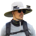 Solar Fan Hat Wide Brim Solar Fan Hat Outdoor Wide Brim Sun Hat with Solar Fan Fishing Hat, Removable & USB Charging Fan A-Gray