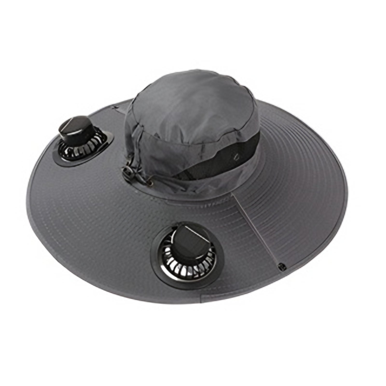 Solar Fan Hat Wide Brim Solar Fan Hat Outdoor Wide Brim Sun Hat with Solar Fan Fishing Hat, Removable & USB Charging Fan B-Dark Gray
