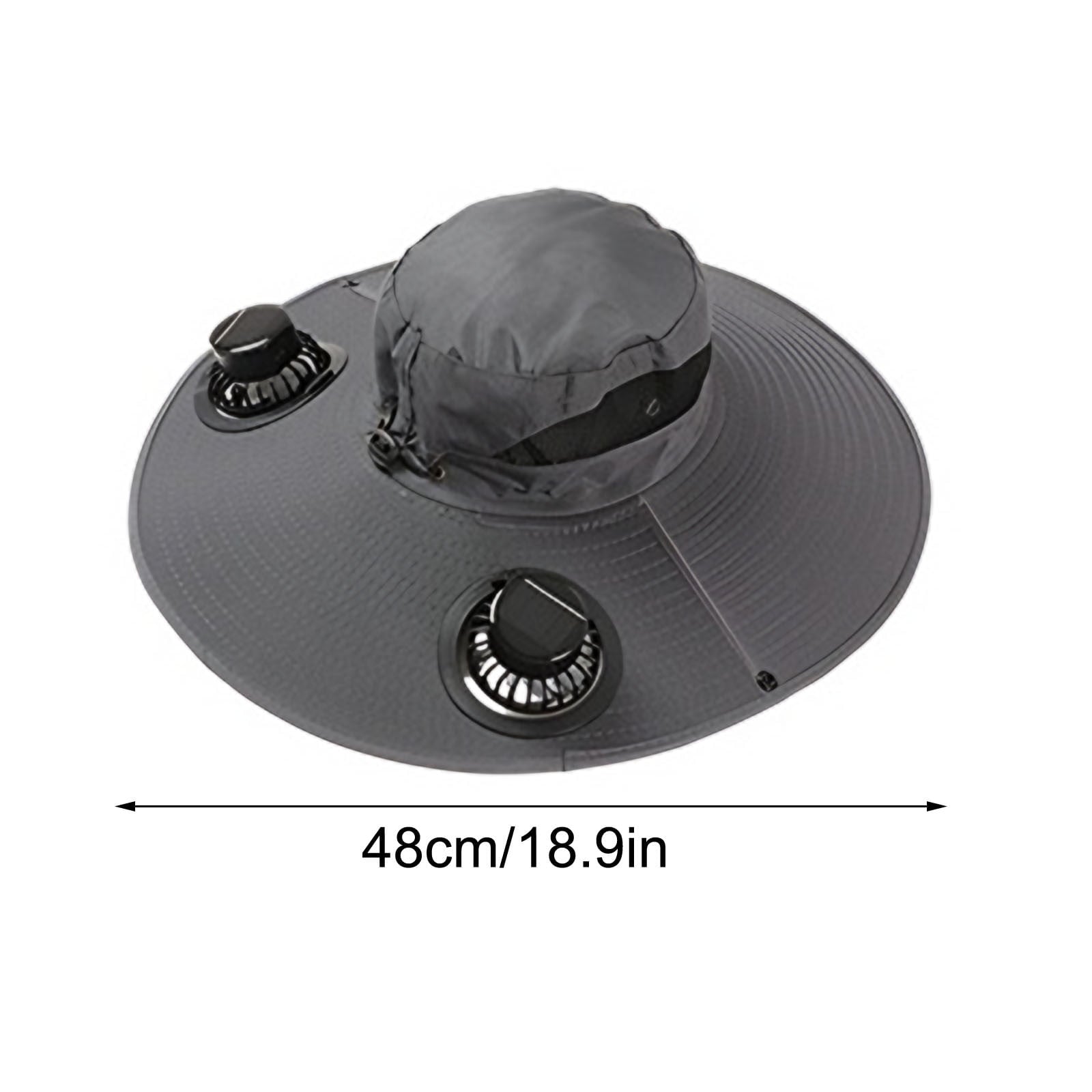 Solar Fan Hat Wide Brim Solar Fan Hat Outdoor Wide Brim Sun Hat with Solar Fan Fishing Hat, Removable & USB Charging Fan B-Dark Gray