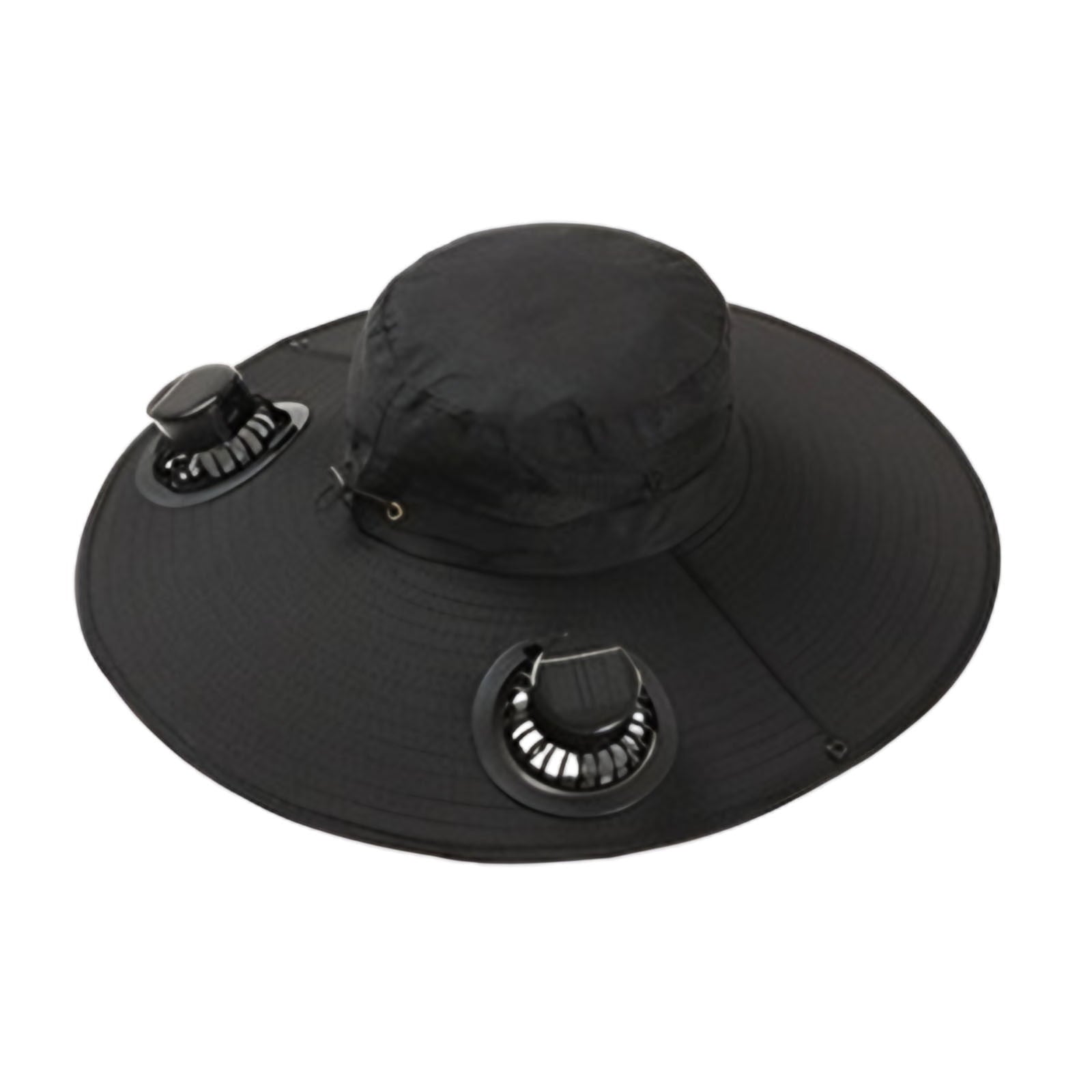 Solar Fan Hat Wide Brim Solar Fan Hat Outdoor Wide Brim Sun Hat with Solar Fan Fishing Hat, Removable & USB Charging Fan C-Black
