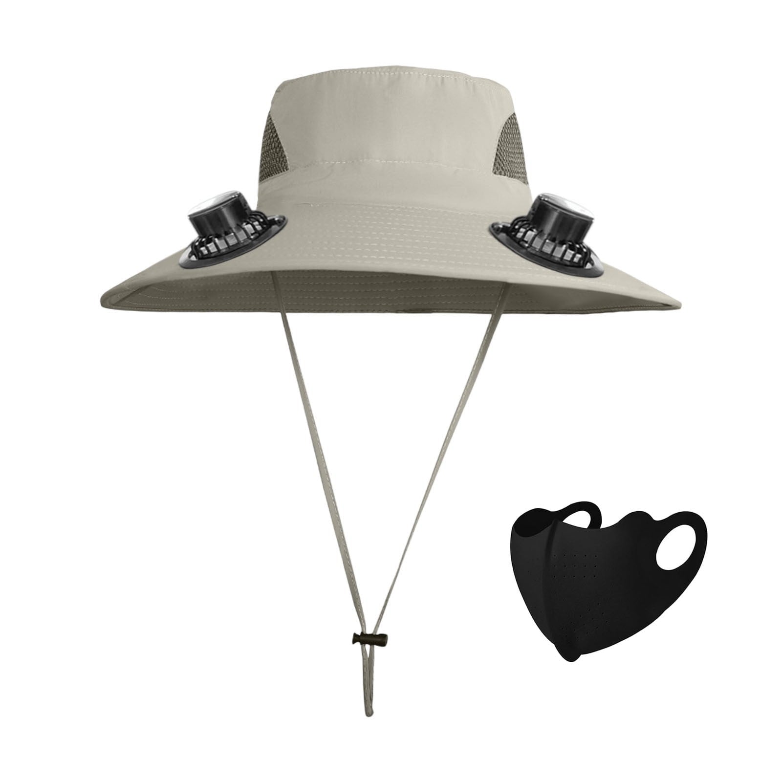 Solar Fan Hat Wide Brim Solar Fan Hat Outdoor Wide Brim Sun Hat with Solar Fan Fishing Hat, Removable & USB Charging Fan C-Gray