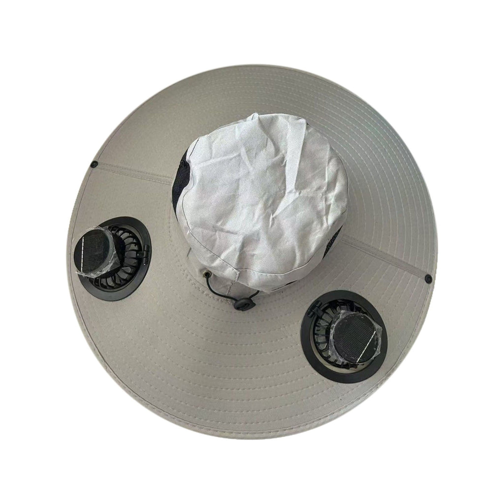 Solar Fan Hat Wide Brim Solar Fan Hat Outdoor Wide Brim Sun Hat with Solar Fan Fishing Hat, Removable & USB Charging Fan C-Gray