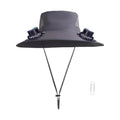 Solar Fan Hat Wide Brim Solar Fan Hat Outdoor Wide Brim Sun Hat with Solar Fan Fishing Hat, Removable & USB Charging Fan D-Gray