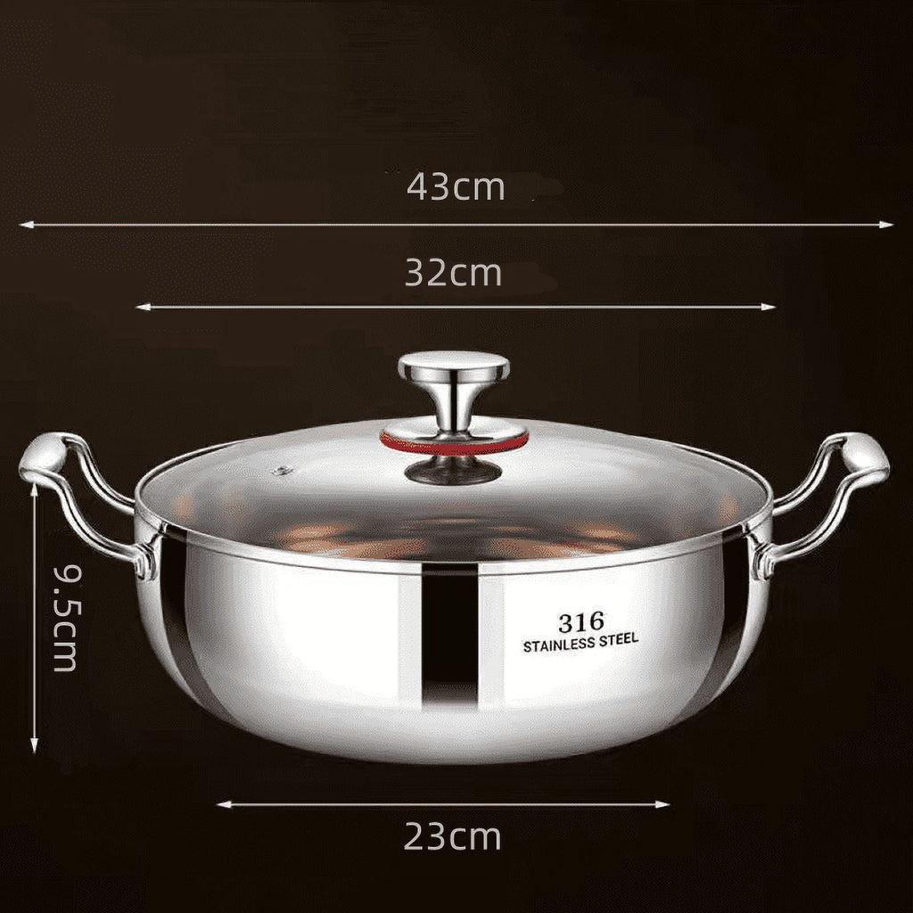 316 Stainless Steel Hot Pot with Lid Large Pots for Cooking Thick Bottom Stew Soup Pots with Lid Stockpot for Pasta, Soup, Simmer Kitchens Appliances Multicolor