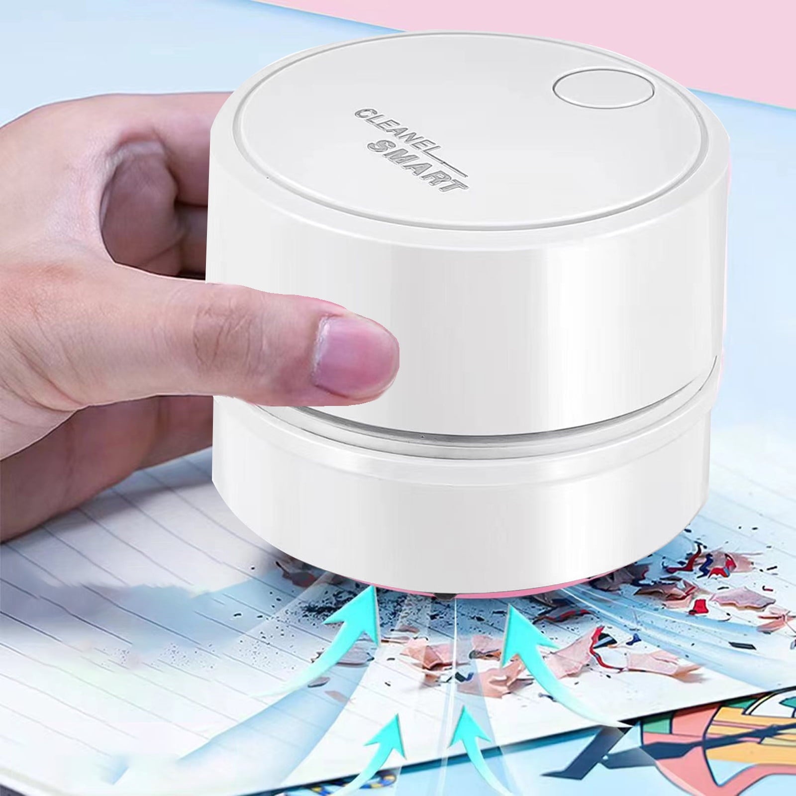 Back to School Chmadoxn Desk Vacuum Cleaner, 360 Degree Rotating Design, Mini Table Vacuum Improved Details USB Cordless Vacuum, Sucks up Tiny Items Crumbs for Desktop Drawer Countertop 2.5×3.2 in White