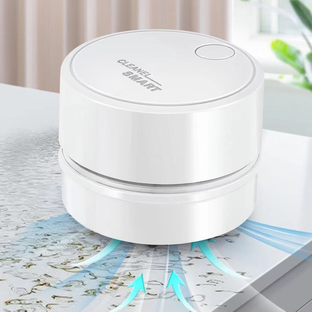 Back to School Chmadoxn Desk Vacuum Cleaner, 360 Degree Rotating Design, Mini Table Vacuum Improved Details USB Cordless Vacuum, Sucks up Tiny Items Crumbs for Desktop Drawer Countertop 2.5×3.2 in White
