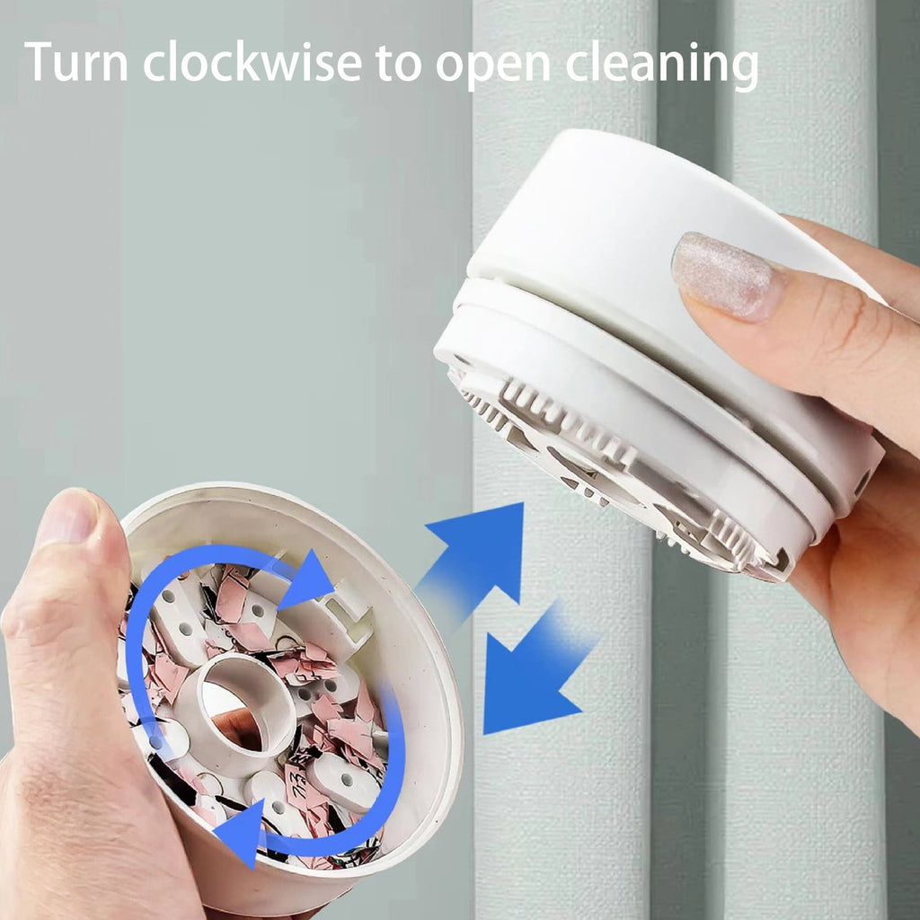 Back to School Chmadoxn Desk Vacuum Cleaner, 360 Degree Rotating Design, Mini Table Vacuum Improved Details USB Cordless Vacuum, Sucks up Tiny Items Crumbs for Desktop Drawer Countertop 2.5×3.2 in White