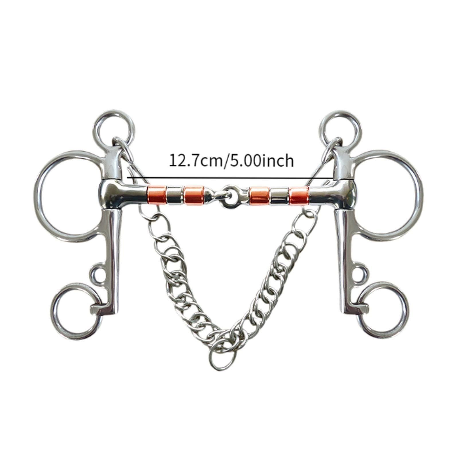 Horse Bit Snaffle Bit for Horse Training Outdoor Horse Accessories Horse Chewing Bit Equestrian Metal with Hooks, Curb Chain