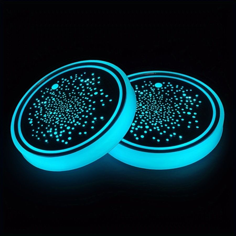 4pcs LED Car Cup Holders, Waterproof Cup Holder with 7 Colors Changing USB Charging Mat, LED Interior Atmosphere Lamp Decorations Cables for Car Truck Vehicle Accessories