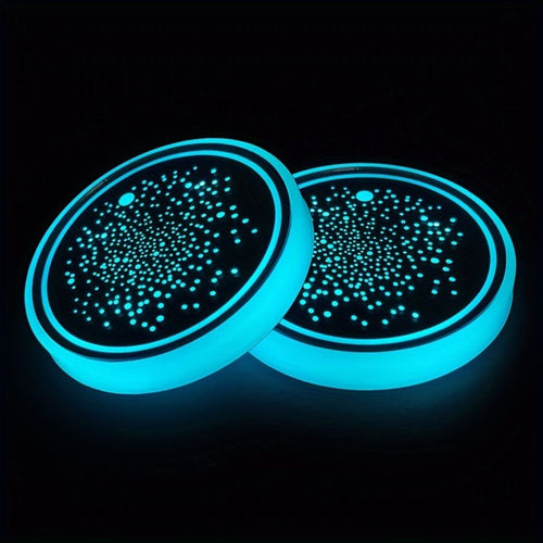 4pcs LED Car Cup Holders, Waterproof Cup Holder with 7 Colors Changing USB Charging Mat, LED Interior Atmosphere Lamp Decorations Cables for Car Truck Vehicle Accessories