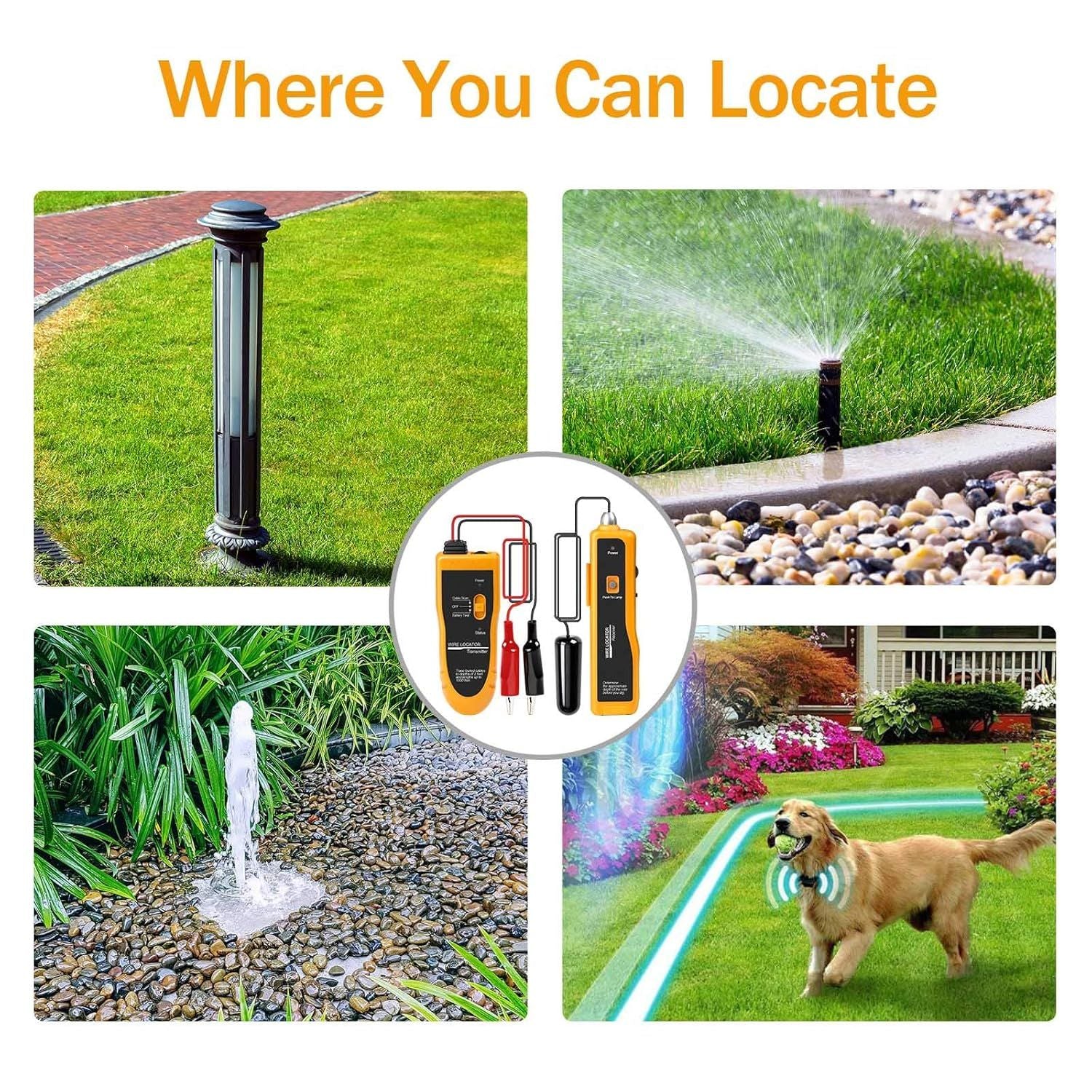 Underground Cable Locator, Wire Tracer Cable Tester for Dog Fence Cables Irrigation Control Wires