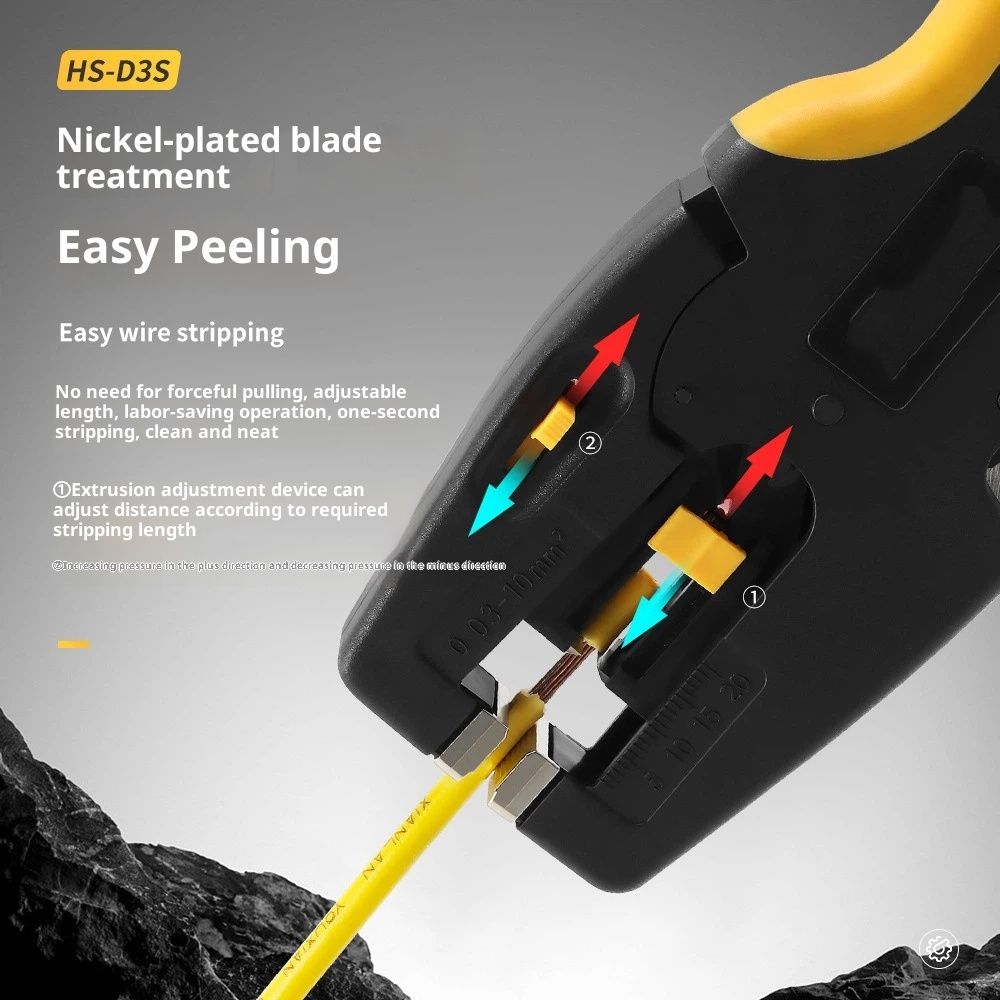 Automatic Wire Stripper Tool with Cutter  Adjustable Electrical Cable Wire Stripping Tool Quick Strip Wire Cutter Stripper for Electrician  Stripping Range 7-32AWG（yellow-black）