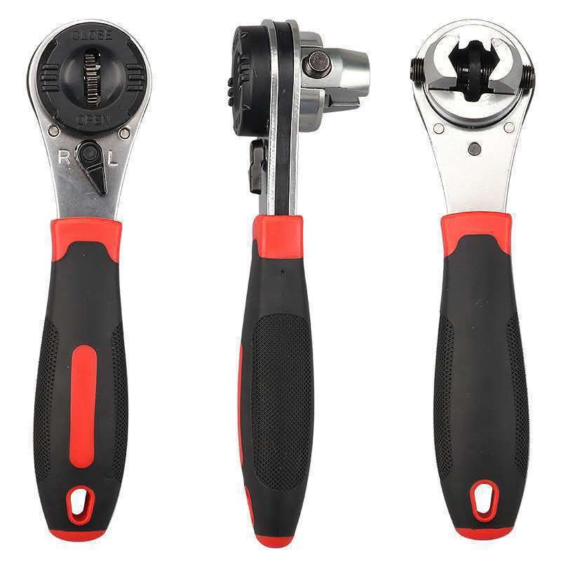 8 Inch Adjustable Ratchet Socket Wrench,Performance Tool Dual Drive Flex Head Ratchet capacity from 1/4-7/8 inch