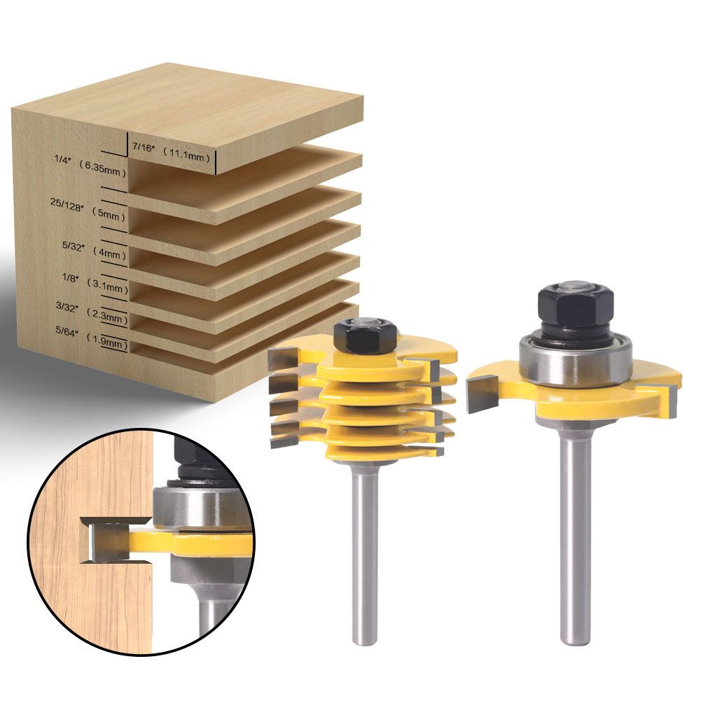 2-pack adjustable slot knife,1/4 Inch Shank Slot Cutter Router Bit Set - 6 Size（12.7mm,5mm,4mm,3.1mm,2.3mm,1.9mm)