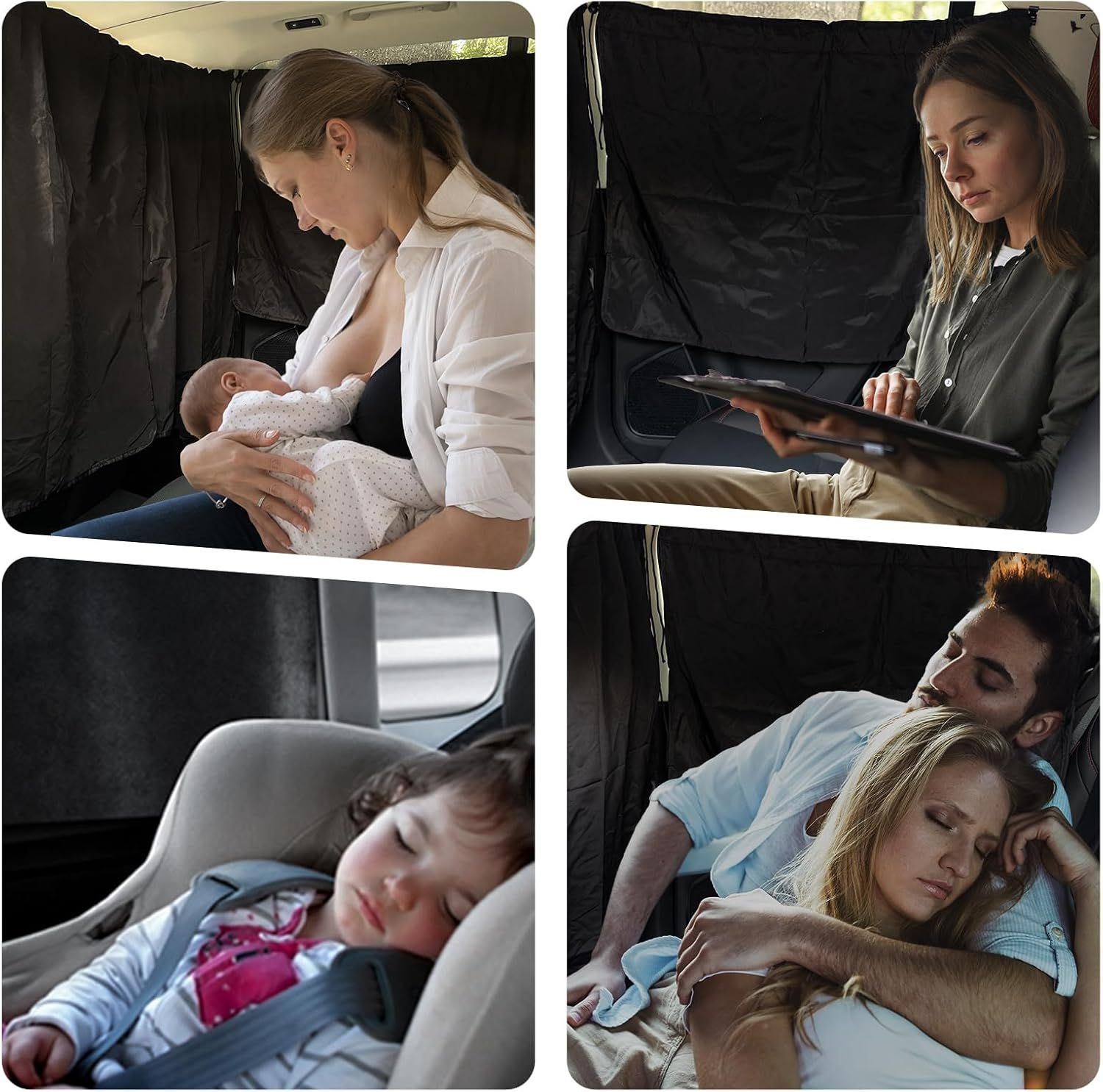 Car Window Shades - 2 Pack Side Window Sun Shade Privacy Curtains Upgrade Anti 99% Light Block Keeps Cooler Car Blackout Covers for Baby Sleeping Camping Travel Nap