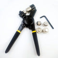 Heavy duty gasket tool kit, 10mm black hand pliers+200 sets of silver eyelets+black punch+pad, handheld manual hole tool, suitable for leather canvas
