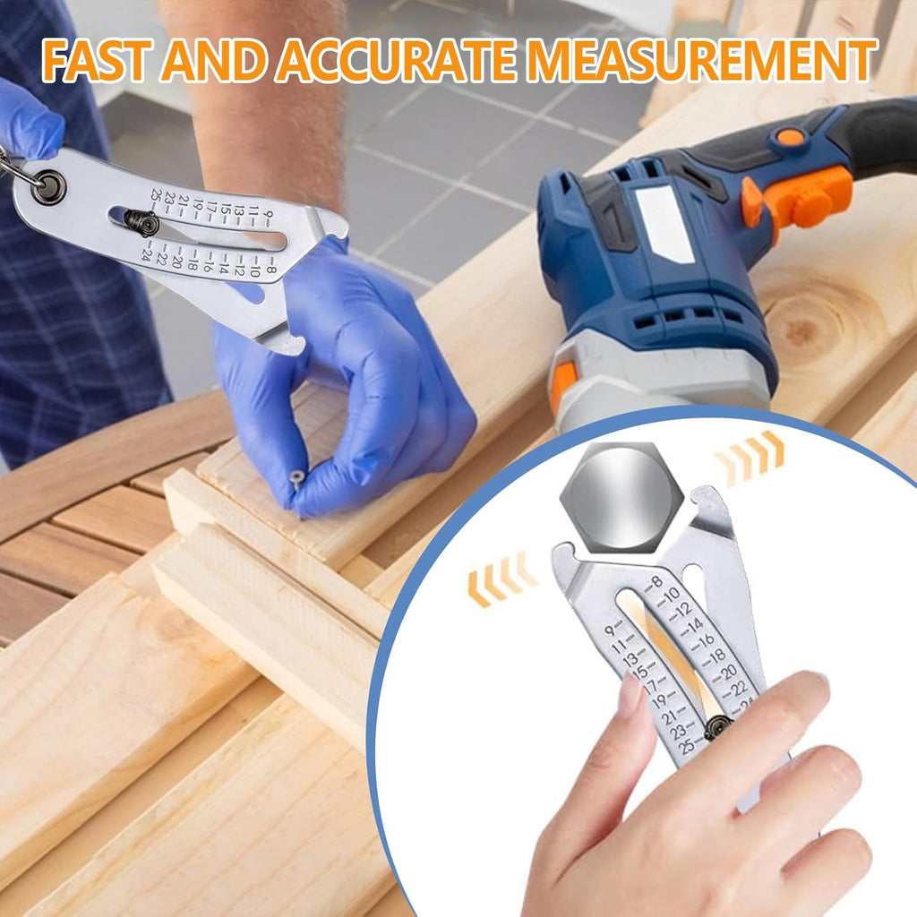 Portable Precise Thread Size Checker Keychain,Precise Bolt Sizes Finder Keychains, Thread Sizes Verification Tool for Fast and Precises Measurement (1pcs)