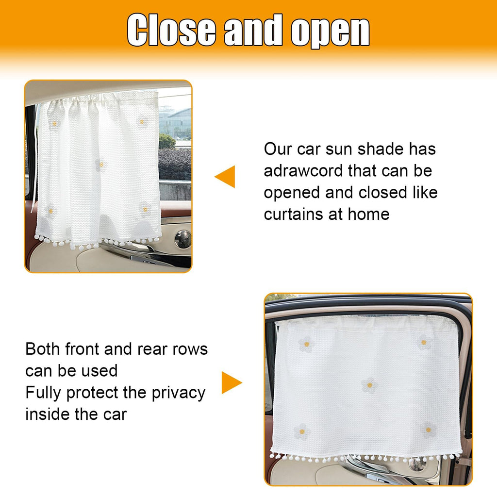 2x Car Side Window Sun Shades Baby Blackout UV Suction Cup Flower Print