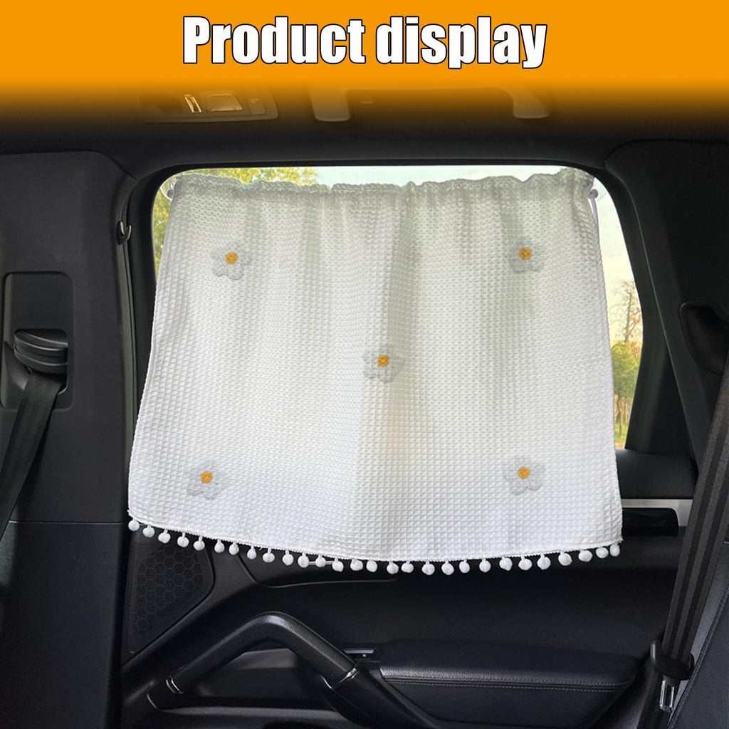 2x Car Side Window Sun Shades Baby Blackout UV Suction Cup Flower Print