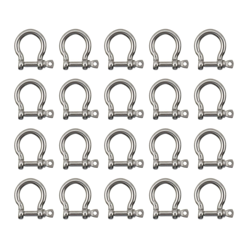 20Pcs M4 D Ring Shackle 304 Stainless Steel Screw Shackle Heavy Duty Screw Pin Shackle -Dia. : 0.16"/4mm
