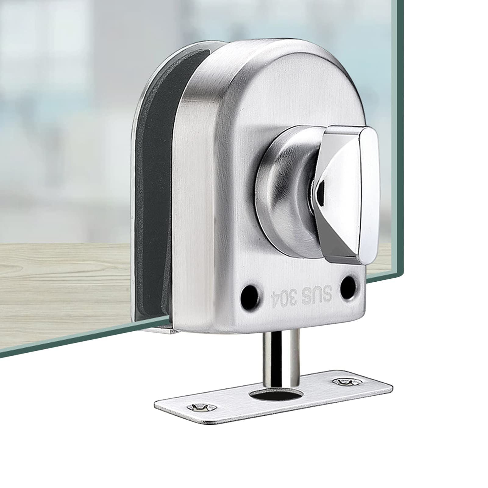 Fits on  Glass door lock Stainless Steel Glass Door Lock Floor Latch Lock Bolt Ground Lock for Bathroom Toilet Shop Glass Doors