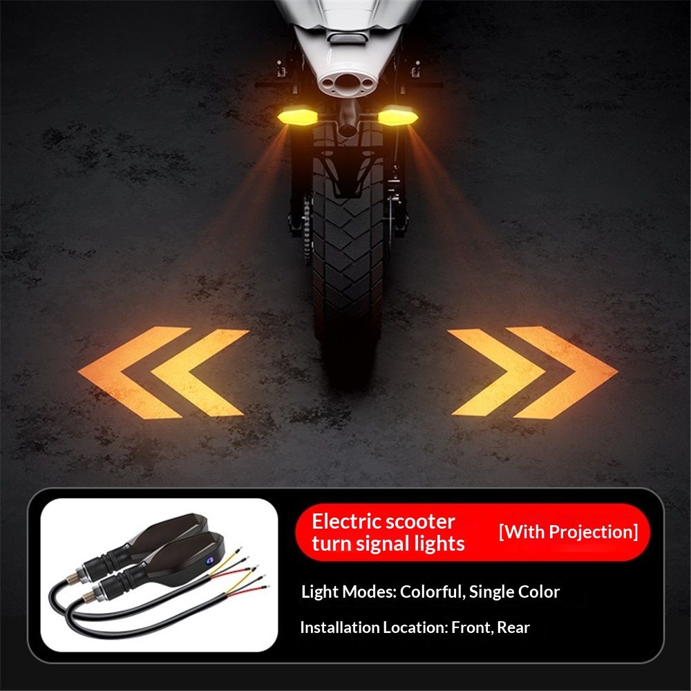 2x Motorcycle LED Turn Signal Projector Lights RGB DRL 27 Modes Arrow