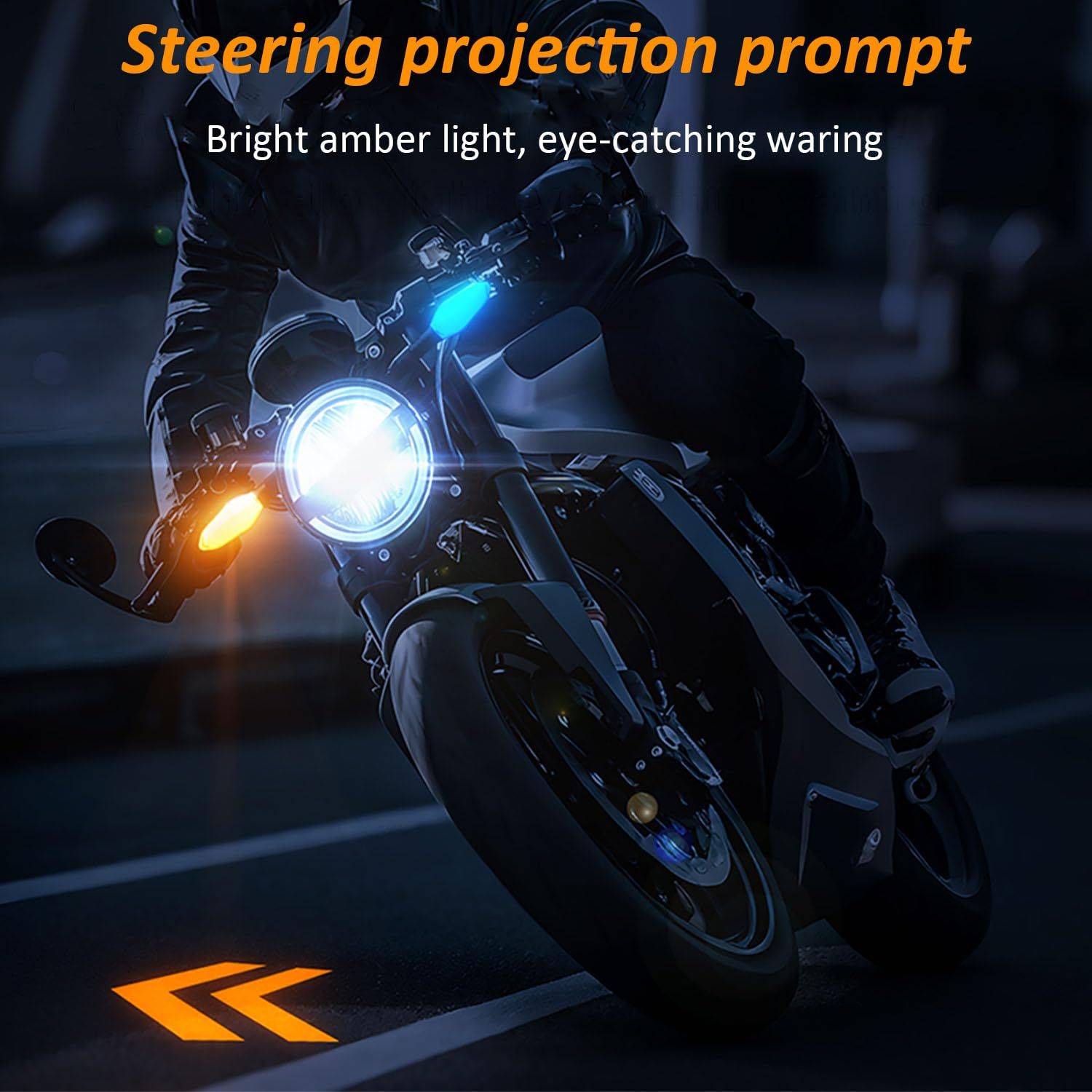 2x Motorcycle LED Turn Signal Projector Lights RGB DRL 27 Modes Arrow