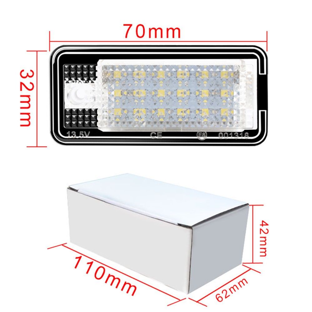 2x LED Licence Plate Lights 6500K White for Audi A3 A4 A6 A8 Q7 S3 S4 RS4