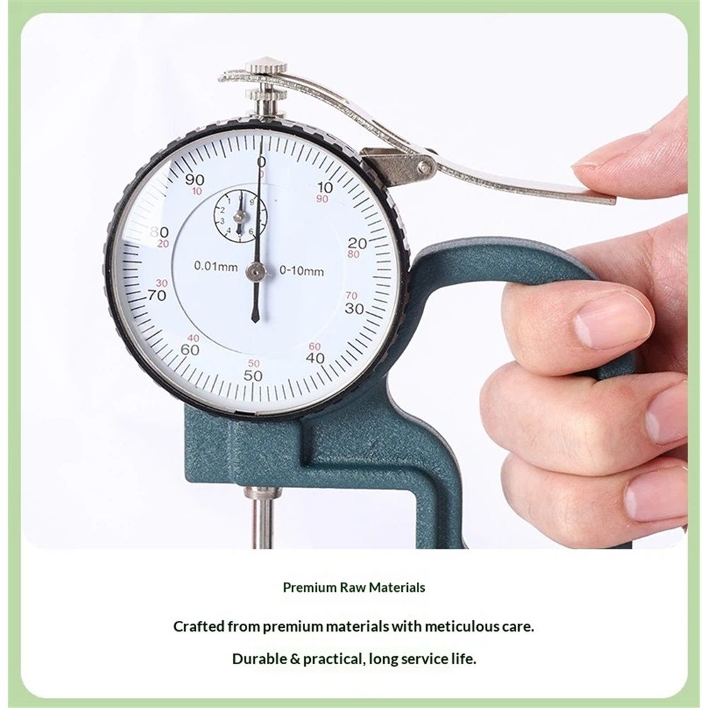 Dial Thickness Gauge, 0-10mm x 30mm / 1.18-inch Flat Head Thickness, Precision Round Dial, Indicator, Measuring Tool for Paper Leather Cloth Paper, Film, Wire 1 Pcss