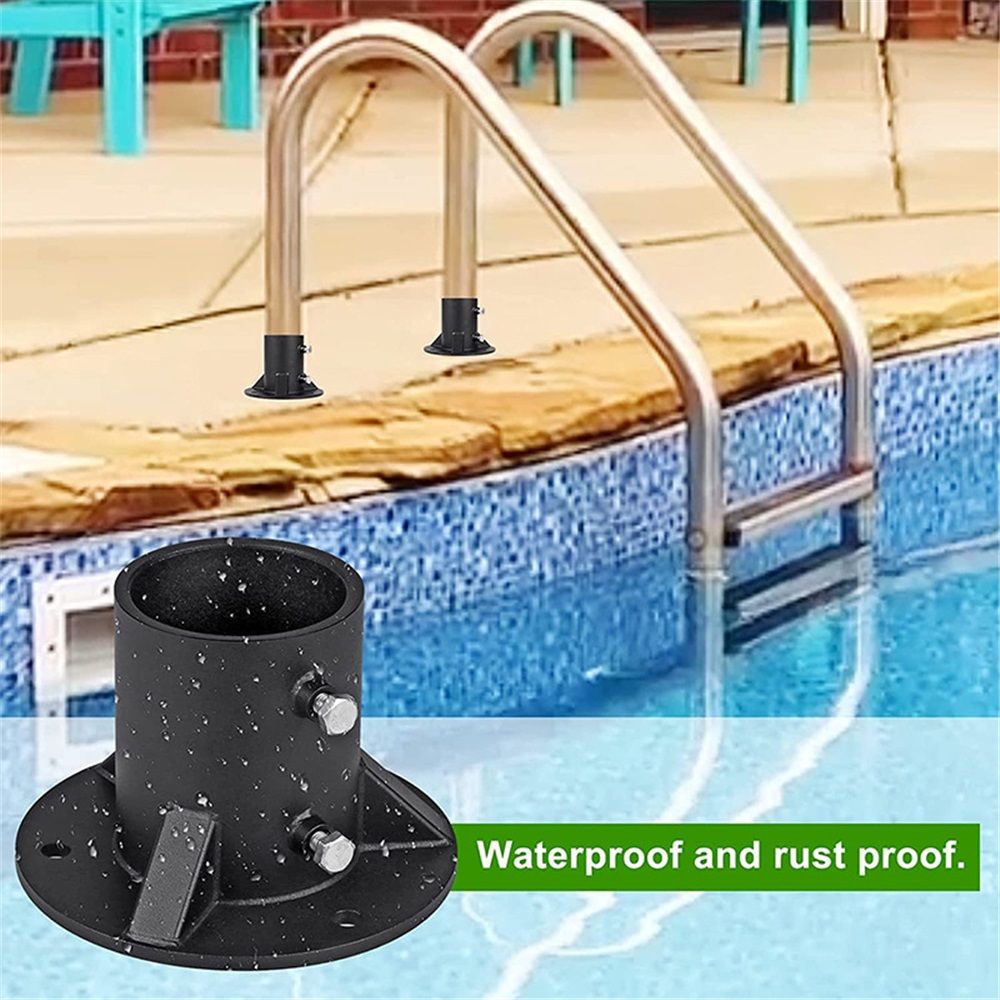 2" Base Flange,Chain Link Fence Pole Floor Flange, Heavy Solid Fence Post Concrete Mount for Holding The Fence/Mailbox/Flag Round Posts, Bolts/Side Screws are Included