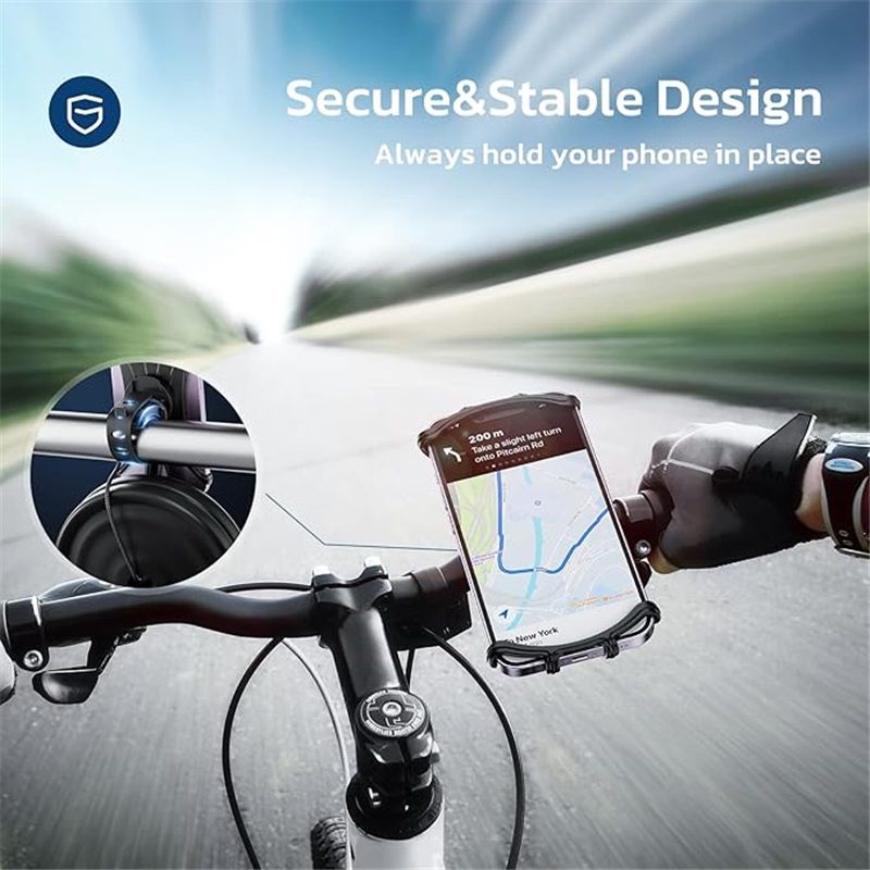 Bike Phone Mount, Universal Bike Cell Phone Holder, 360° Rotatable, Silicone Bicycle Phone Mount Compatible with iPhone 15/14/13/Pro Max/Pro/mini/12/11/Xs/Max/Xr/X/7/8/Plus, 4.0''~6.7'' Cellphones