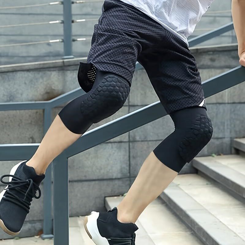 Moisture Wicking  Technology Knee Sleeves for Women/Men, Elbows & Shins Protection, Honeycomb collision prevention black L