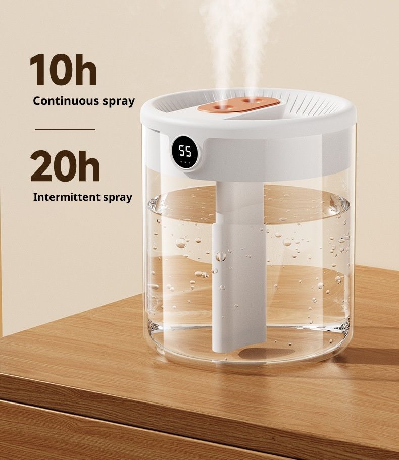 2L Smart Humidifiers for Bedroom, Rechargeable Top Fill Humidifier with Night Light, Cool Mist Humidifier for Office Home Plant and Baby, Quiet, (Beige)