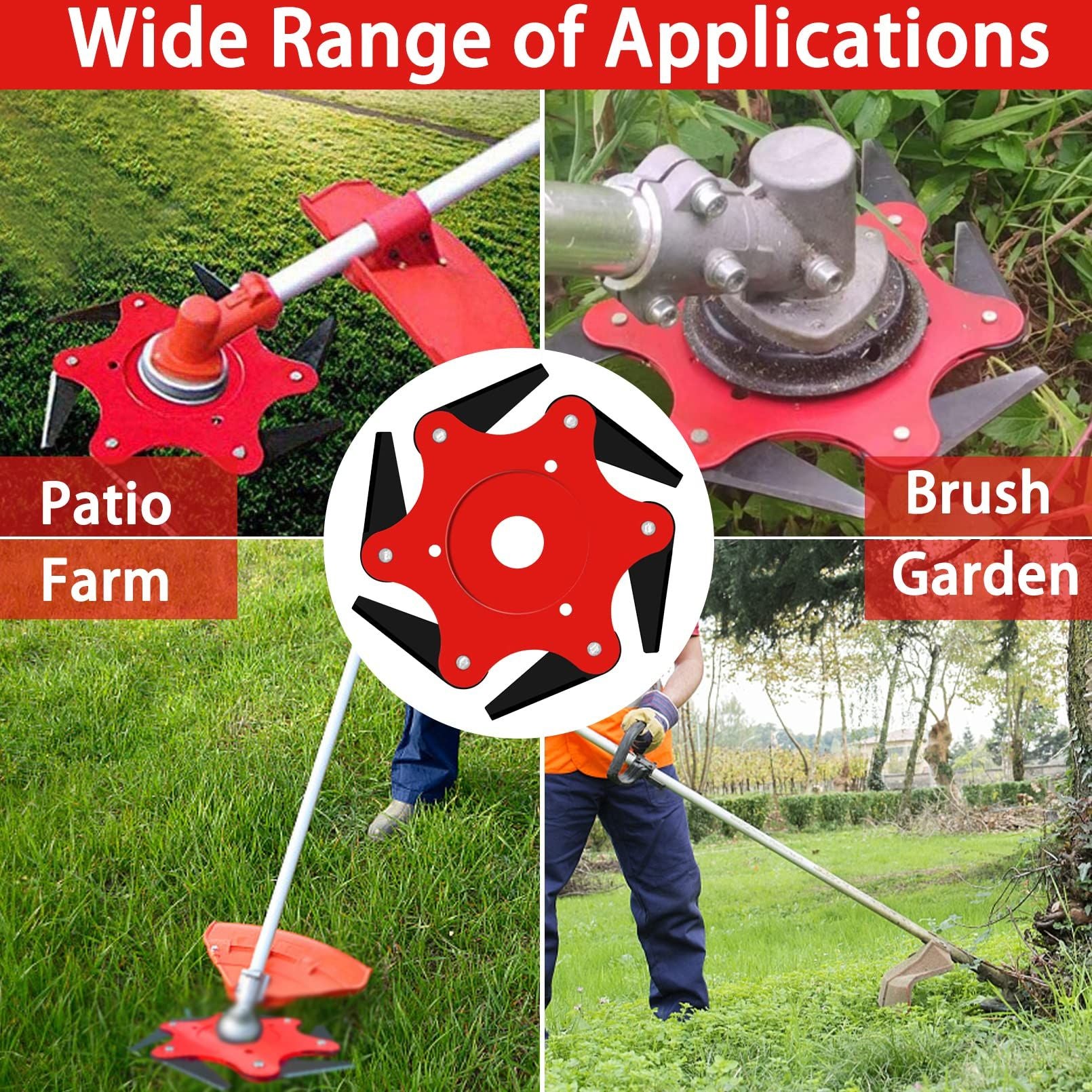 2 pack Trimmer Head Lawn Mower Head Accessories, 6 Teeth Trimmer Head Garden Tool Brush Cutter Cutting Head Blade Razors Lawn Mower Garden Grass Eater Brush Cutter (Red)
