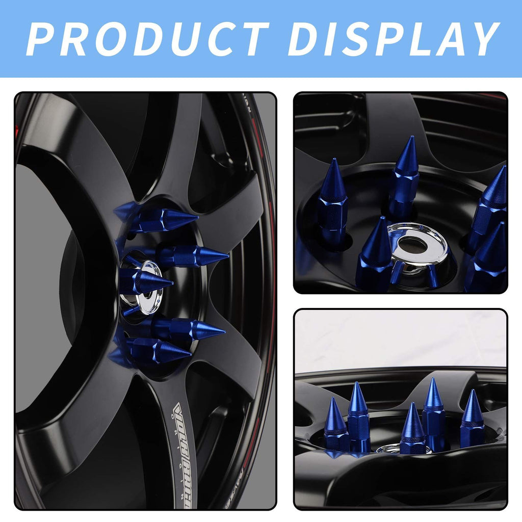 New 20PCS M12X1.5 Cap Spiked Extended Tuner 60mm Aluminum Wheels Rims Lug Nuts Chrome Nuts Lug,Spiked Lug nut