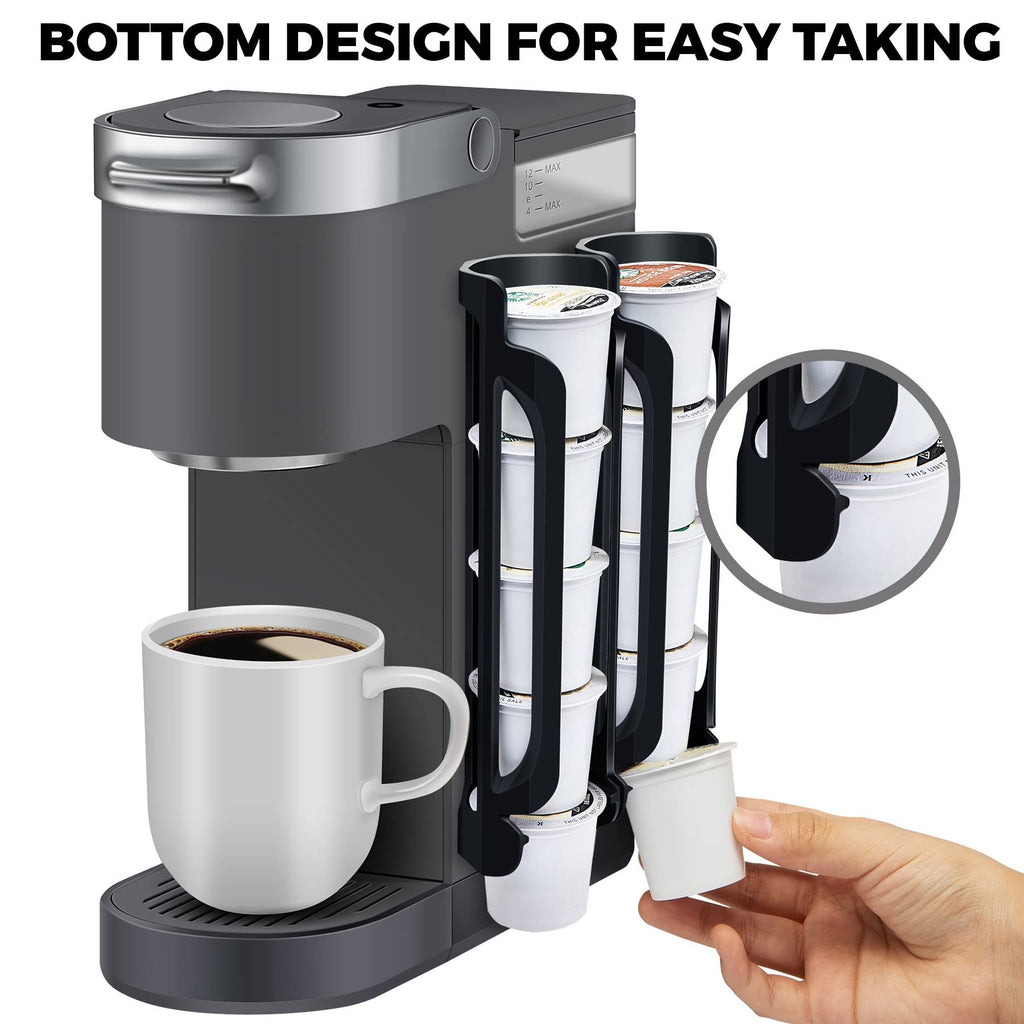 K Cup Holder : Coffee Pod Holder for Counter Small Space - cup holder for Wall Mount (4, Black) Coffee Pod Holder Side Mount Cup Pods Organizer compatible