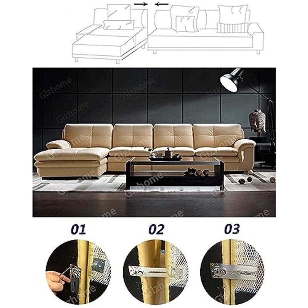 2 Pack Sectional Couch Connector Screws, Heavy Duty Sofa Connectors for Sectionals, Couch Clamps to Make Sectional Stay, Multi-Card Design Furniture Connectors