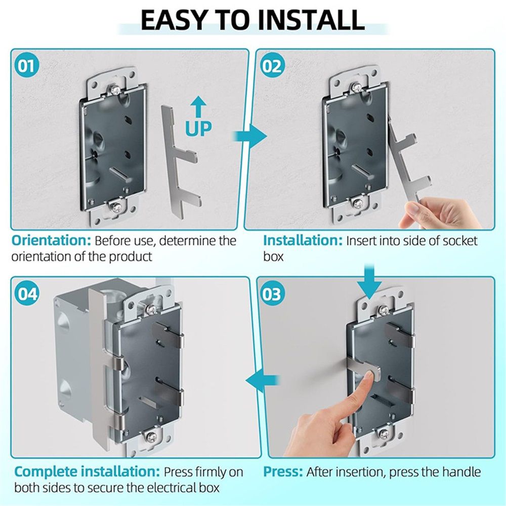 20 Pack Switch Box Support Electrical Box F Clips Box Mounting Straps Grip-Lock Old Work Switch Box Straps and Support for Use with Boxes with Plaster Ears (20 pcs)