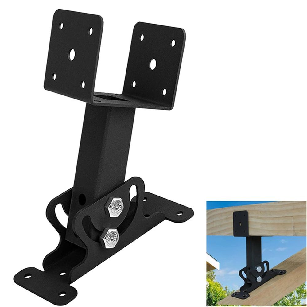Roof Riser Brackets Kit Adjustable Pergola Roof Riser Beam Brackets Heavy Duty Roof Beam Mount Brackets Wood Post,Black
