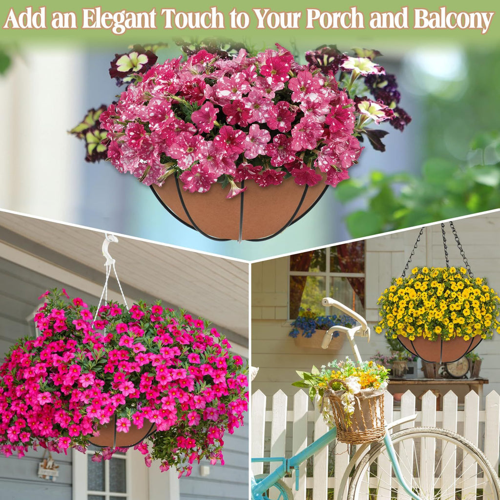 3PCS 12 Inch Round Hanging Basket Liners Fabric Hanging Plant Liners Non-Woven Planter Liners Black Felt Liners Replacement Inserts