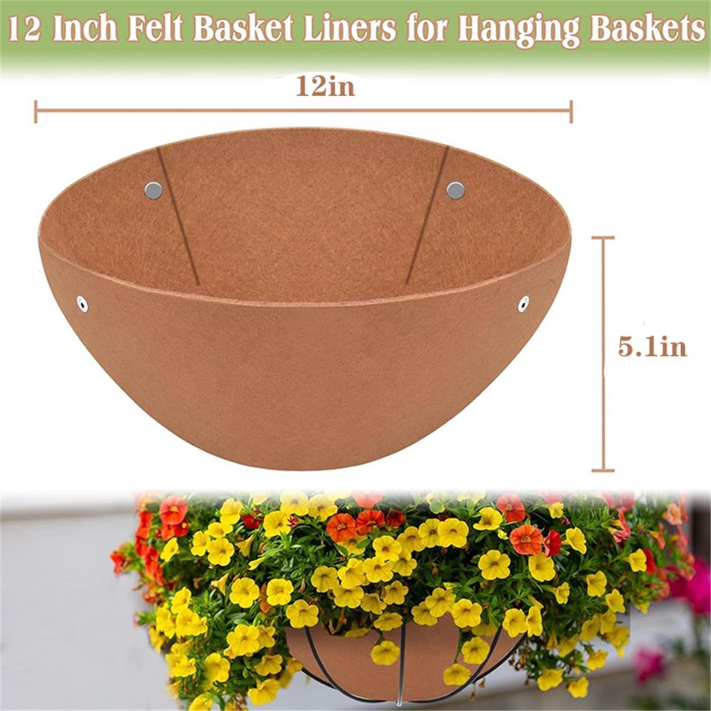 3PCS 12 Inch Round Hanging Basket Liners Fabric Hanging Plant Liners Non-Woven Planter Liners Black Felt Liners Replacement Inserts