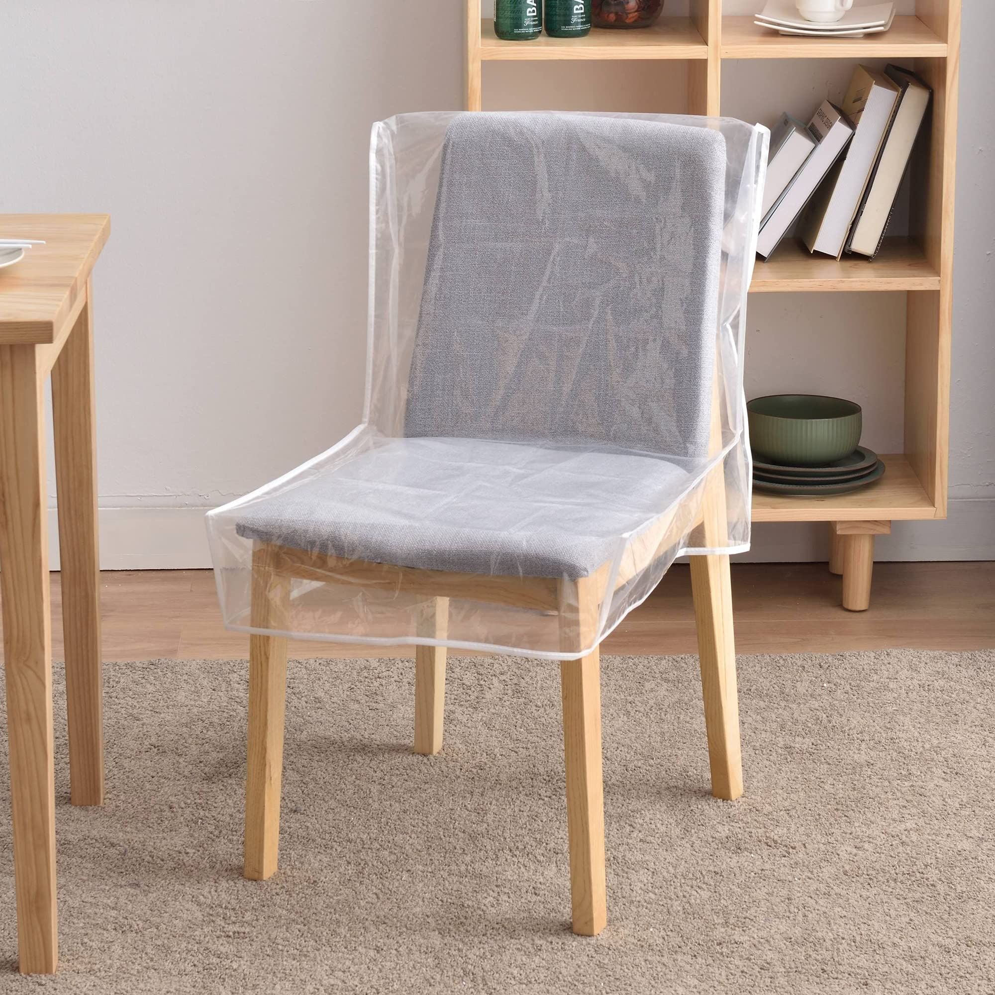 Plastic Chair Covers for Dining Room, Waterproof PVC Clear Seat Protector With Backrests, Protect From Stains, Spills, Scratches and Dust (4Pack)
