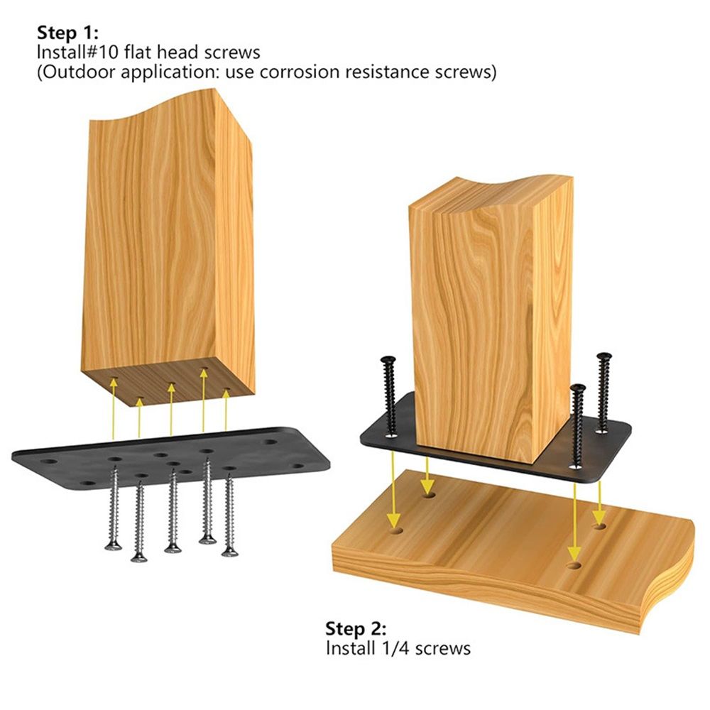 2-Pack 6.5*3.5in Post Anchor Plates - Ideal for Deck Railing, Wood Fence, Post Base, Fence Post