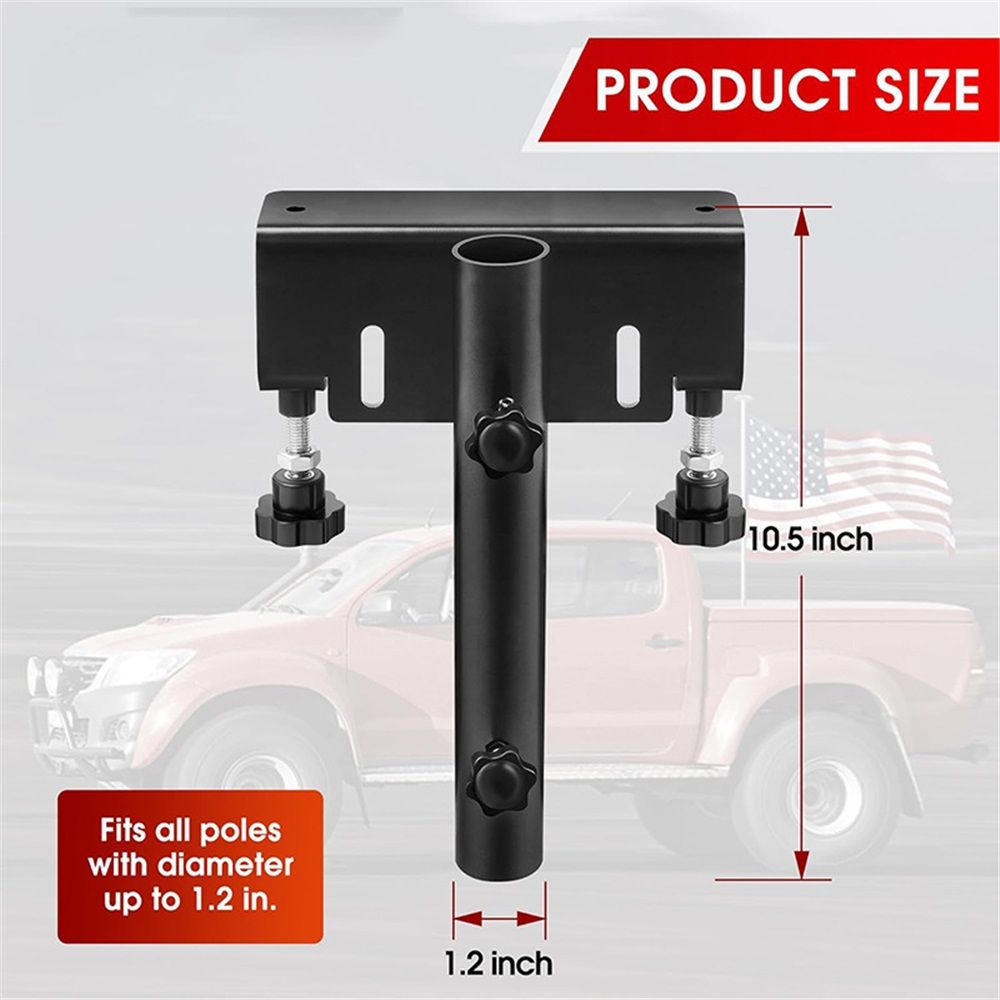 Truck Flag Pole Mount Kits, No Drilling Universal Truck Flagpole Holder fits Up to 1.2" Pole, 1 Pack（black）