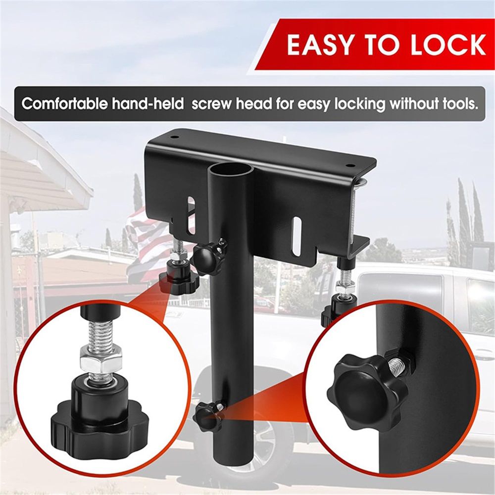 Truck Flag Pole Mount Kits, No Drilling Universal Truck Flagpole Holder fits Up to 1.2" Pole, 1 Pack（black）